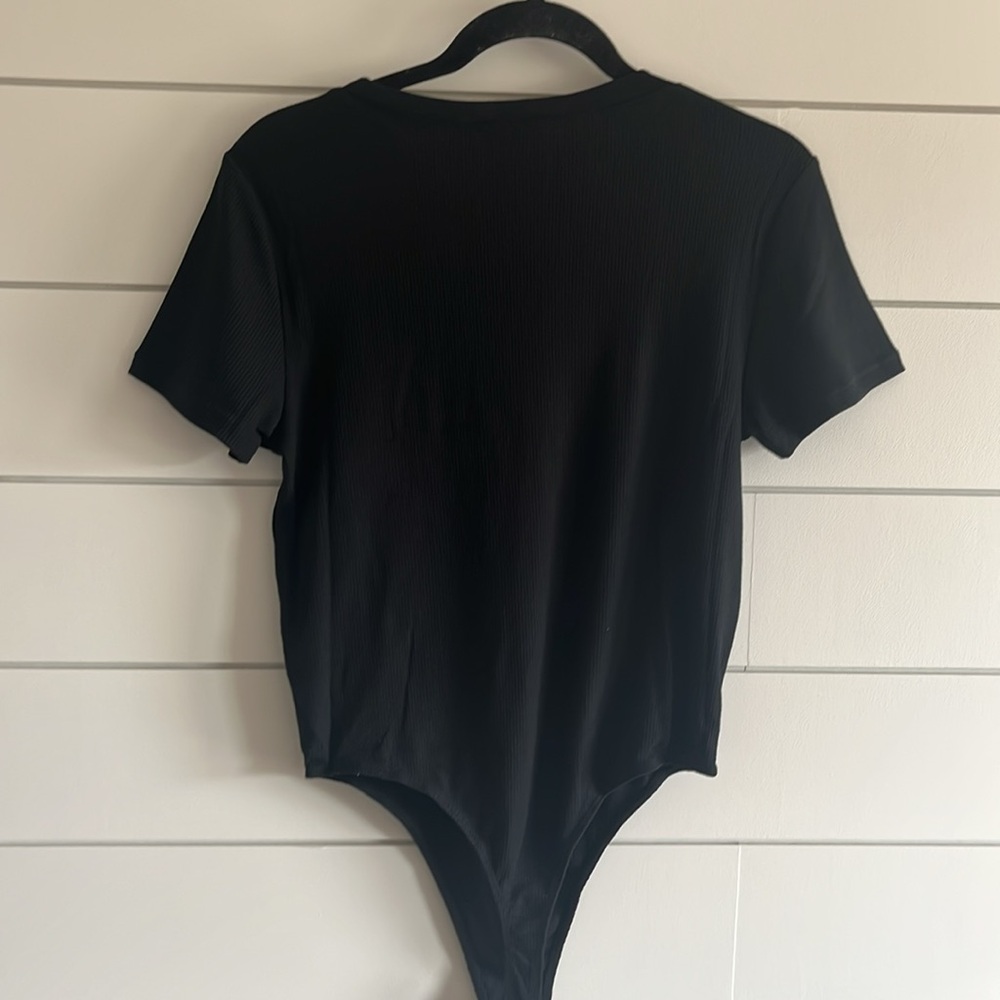 WeWoreWhat Black Waffle T-Shirt Bodysuit NEW - Picture 4 of 6